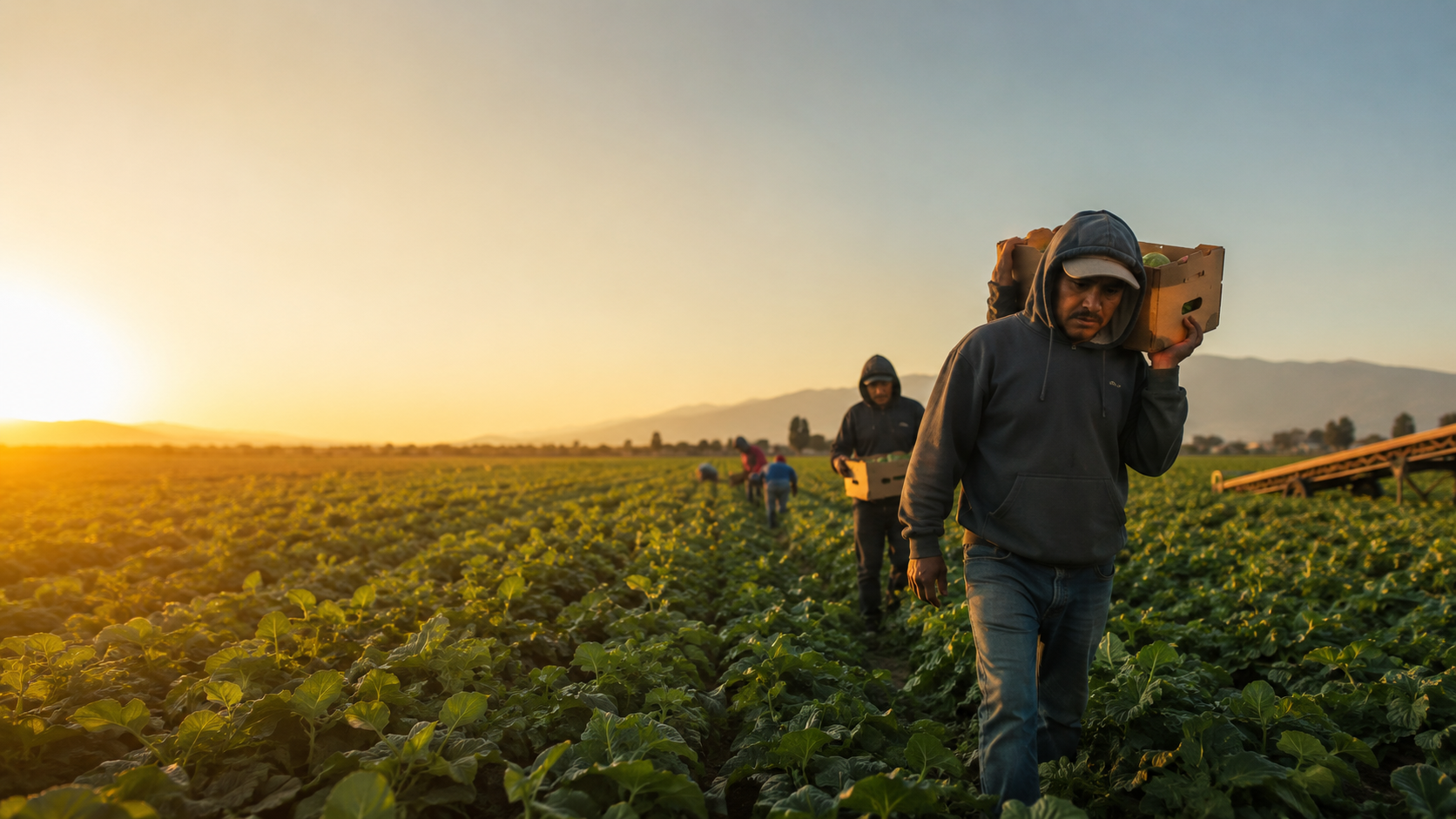 H-2A farmworkers at sunrise