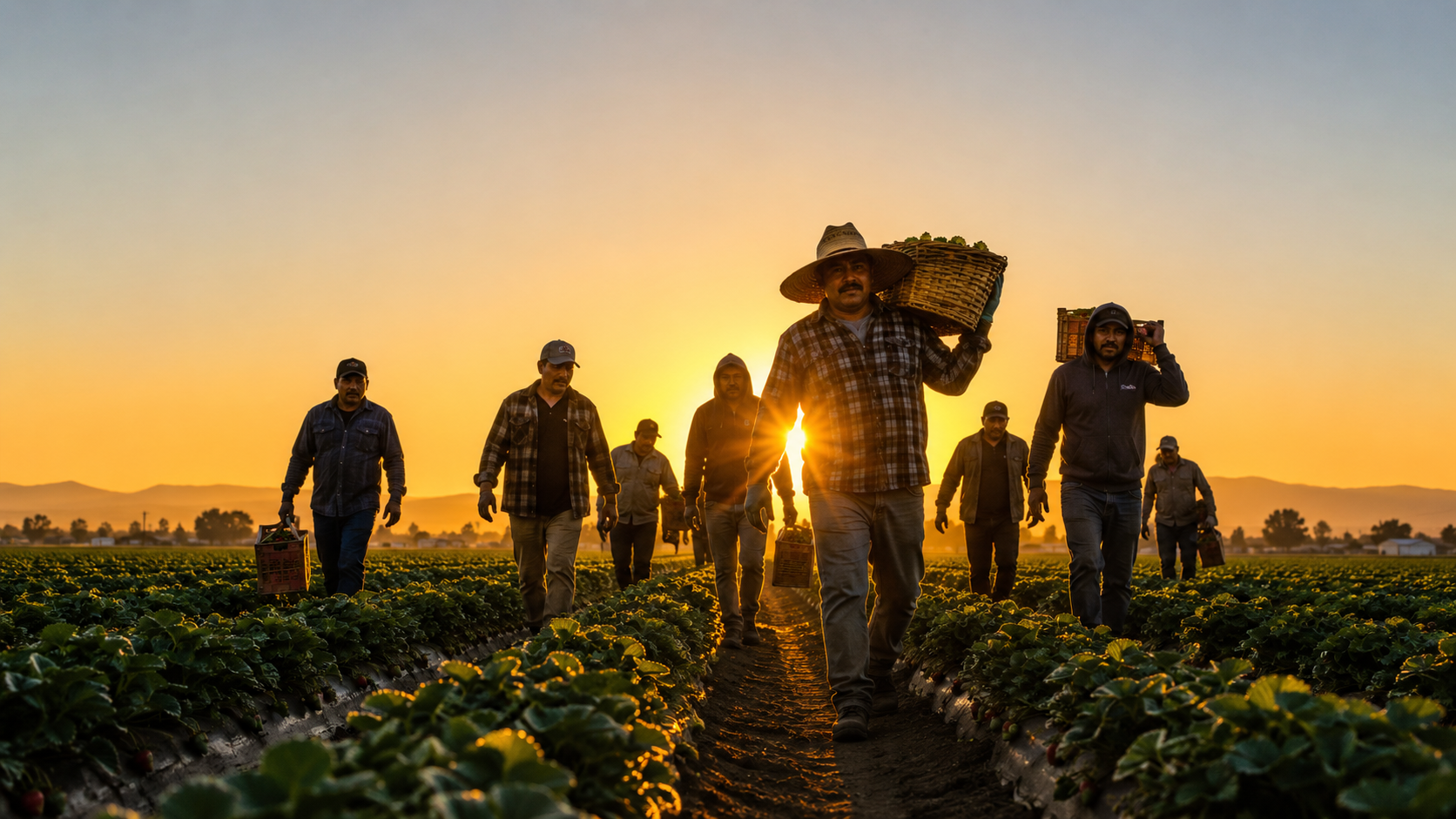 H-2A farmworkers at sunrise